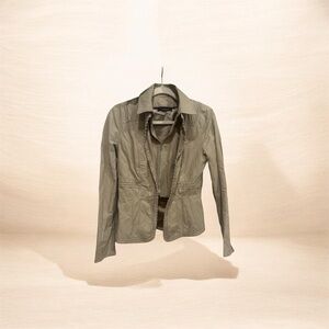 Elie Tahari Olive Utility Jacket with Collared Neck